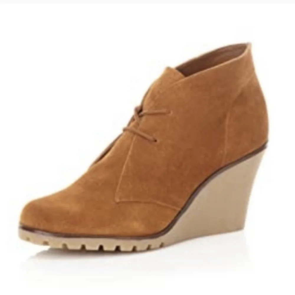 Desert Suede Wedge Booties Ankle Boots Anthropologie Kelsi Dagger 6
